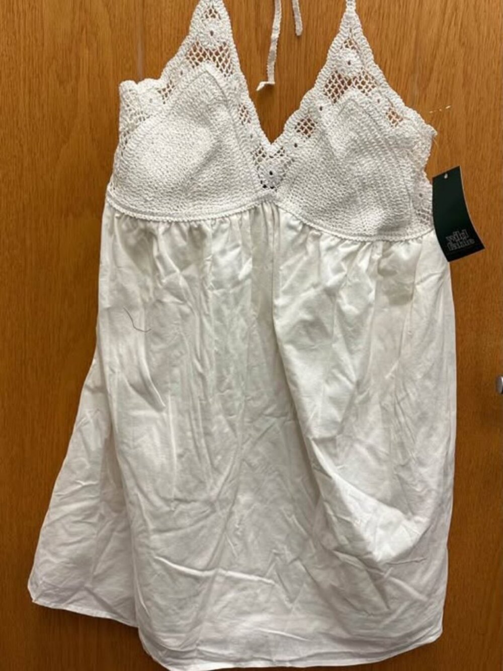 Wild Fable off white crochet halter neck mini dress with pockets Size Large